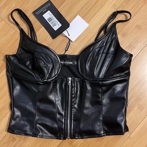 Pretty Little Thing Black leather corset top